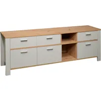 Mäusbacher Lowboard "Nele", grau (kreidegrau matt lack, asteiche), B:193cm