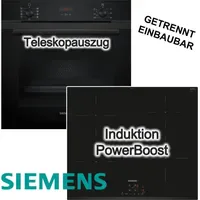 Siemens Backofenset Teleskopauszug 3D Heissluft EcoClean Induktion PowerBoost