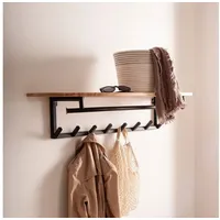 FineBuy Wandgarderobe Akazie Braun