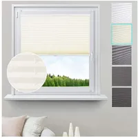 Woltu Plissee ohne Bohren Klemmfix Faltrollo Jalousie, Creme 65x130cm