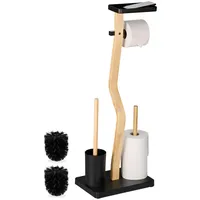 Relaxdays WC Garnitur, Bambus, Hbt: 80x30x20 cm, freistehender Klopapierhalter,