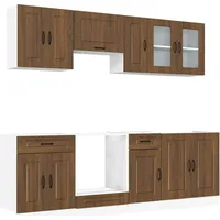 VidaXL 8-tlg. Küchenschrank-Set Kalmar Braun Eichen-Optik Holzwerkstoff
