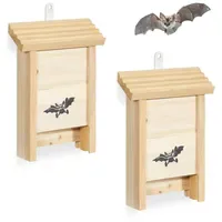 Relaxdays Fledermauskasten, 2er Set, Hellbraun