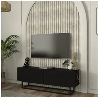 [en.casa] TV-Lowboard Nolven kurzes Gestell 135x32x47 cm Schwarz