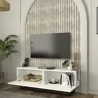 [en.casa] TV-Lowboard Nolven kurzes Gestell 135x32x47 cm Weiß