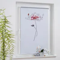 LIEDECO Seitenzugrollo Druck Blume 45 x 150 cm rot/weiß