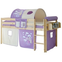 TICAA Hochbett "Malte" Kiefer Natur Motiv Hochbett mit Leiter,