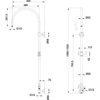 PaulGurkes Aufputz Dusche Set Gold Duschsystem Regendusche
