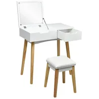 Costway 2 in 1 Schminktisch und Schreibtisch mit Hocker