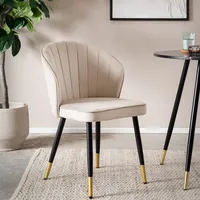 FineBuy Esszimmerstuhl Samt beige 2er Set