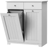 ML-Design Wäscheschrank mit 2 Ausklappbaren Wäschesäcken Weiß, 75x37x90 cm,