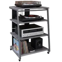 Relaxdays Hifi Rack mit 4 Ablagen Grau