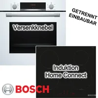 Bosch Backofenset weiß 3D Heißluft Induktionskochfeld Home Connect