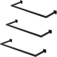ML-Design Wandgarderobe Kleiderstange 3er Set Schwarz