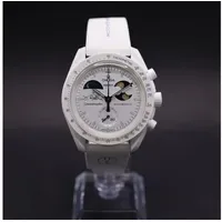 Swatch Omega Mission to Earthphase Moonshine Gold Moonswatch White