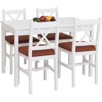 MCW Esszimmer-Set weiß Polster terrakotta