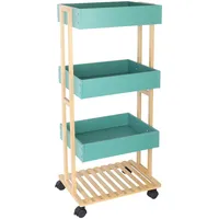 Relaxdays Servierwagen, Bambus & MDF, Küchenwagen mit 4 Etagen,