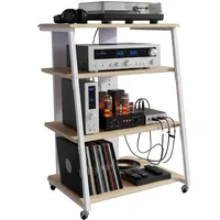Relaxdays Hifi Rack, 4 Ebenen, für Plattenspieler, Stereoanlage, Eisen
