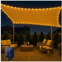  Premium Sonnensegel Wasserdicht 3x4m mit Solar Lichterkette