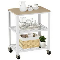 Relaxdays Küchenwagen, 3 Ebenen, Holzoptik, Rollwagen Küche, Haushalt &