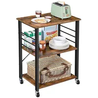 Relaxdays Küchenwagen, 3 Ebenen, mit 6 Haken, Metall, Rollwagen