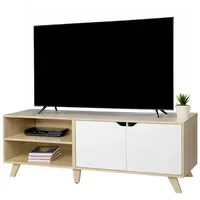Relaxdays TV-Lowboard 140 cm Weiß/Hellbraun Holz