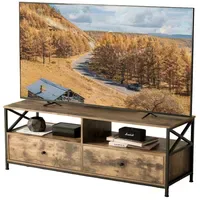Relaxdays TV Lowboard 120 cm Braun/Schwarz Holz/Stahl/MDF/Holzwerkstoff