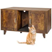 Relaxdays XXL Katzenschrank für Katzenklo Dunkelbraun