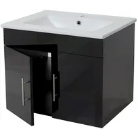 Mendler Waschbecken + Unterschrank HWC-D16, Waschbecken Waschtisch, FSC®-zertifiziert, hochglanz