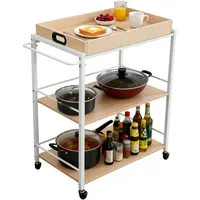 Relaxdays Servierwagen mit abnehmbarem Tablett, 3 Etagen, HxBxT: 88