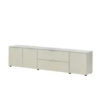 Die Möbelfundgrube Vitreo Neo TV-Lowboard 226 cm Beige Glas/Holzwerkstoff