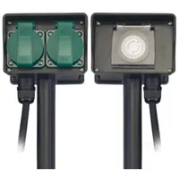 Perel Gartensteckdose 1,5 m Schwarz/Grün 2 St.