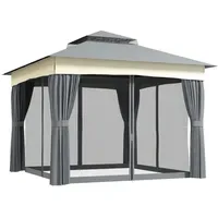 Outsunny Pavillon mit Doppeldach, 3x3 m Wasserabweisend Stabil Winterfest