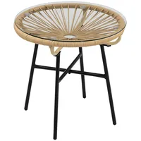 Outsunny Beistelltisch Ø 50 x 52 cm Beige