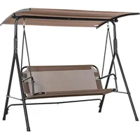 Outsunny Hollywoodschaukel braun Metall, 110x155x172 cm, Gartenmöbel, Hollywoodschaukeln