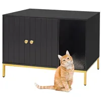 Relaxdays Katzenschrank für Katzenklo Gold,Schwarz
