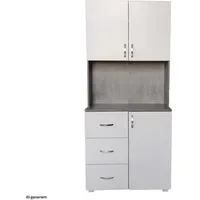 Hti-Living Hochschrank Küchenschrank 1 x Schrank 1-St. Weiß/Beton