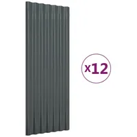 VidaXL Dachpaneele 12 Stk Pulverbeschichteter Stahl Anthrazit 100x36cm