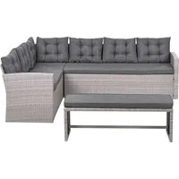 Beliani Ecksofa mit Bank Loungeset grau