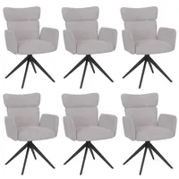 Mendler Esszimmerstuhl HWC-N11 Bouclé hellgrau 6er Set