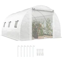 Outsunny Tomatenhaus Stahlrohr Weiß PE 3 mm 12 m2