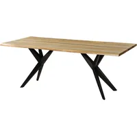 MASSIVMOEBEL24.DE Baumtisch Mango 180x90x76 natur lackiert / Epoxid schwarz,