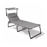 Mojawo XXL Gartenliege Grau mit Dach