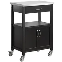 SoBuy Küchenwagen mit 1 Schublade Schwarz 60x44,5x91cm Funktional