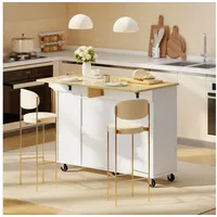 Homcom Kücheninsel Küchenwagen mit ausziehbarer Arbeitsplatte, Rollen, 2 Schubladen