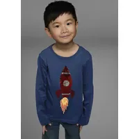 Kidsworld Langarmshirt "Rakete aus Wendepailletten", Jungen, Gr. 128/134, blau