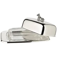 Edzard Butterdose Kuh, 18x13 cm, H 7 cm, versilbert,