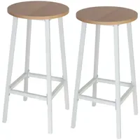 Relaxdays Barhocker 2er Set, Weiß,Hellbraun