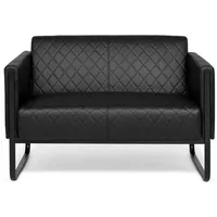 HJH Office Sofa ARUBA BLACK Kunstleder mit Armlehnen