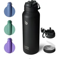 Luxuskollektion Isolierte Wasserflasche Strohhalm Edelstahl 1,2 l Schwarz